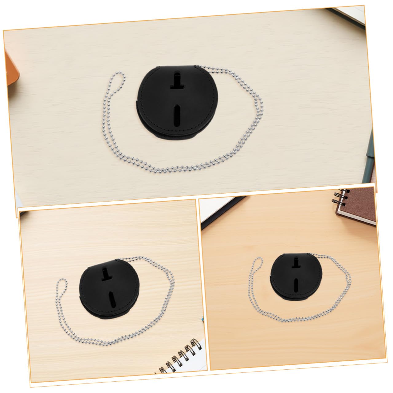Porte-badge D’identification 7 Pièces en Pu Noir avec Clip