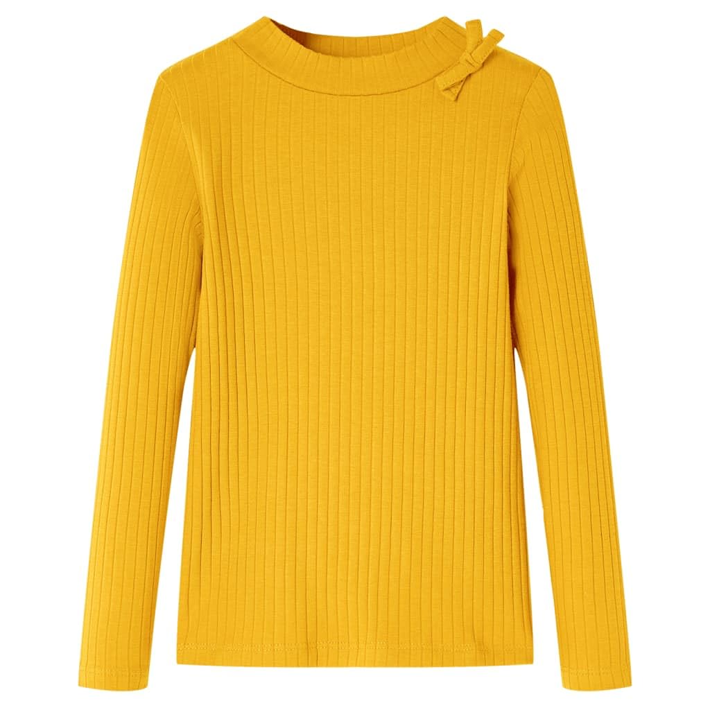 Maglietta a maniche lunghe per bambini, in cotone, con scollo rotondo e fiocco, morbida e traspirante, comoda per tutti i giorni, scuola, tempo libero, primavera, autunno, inverno