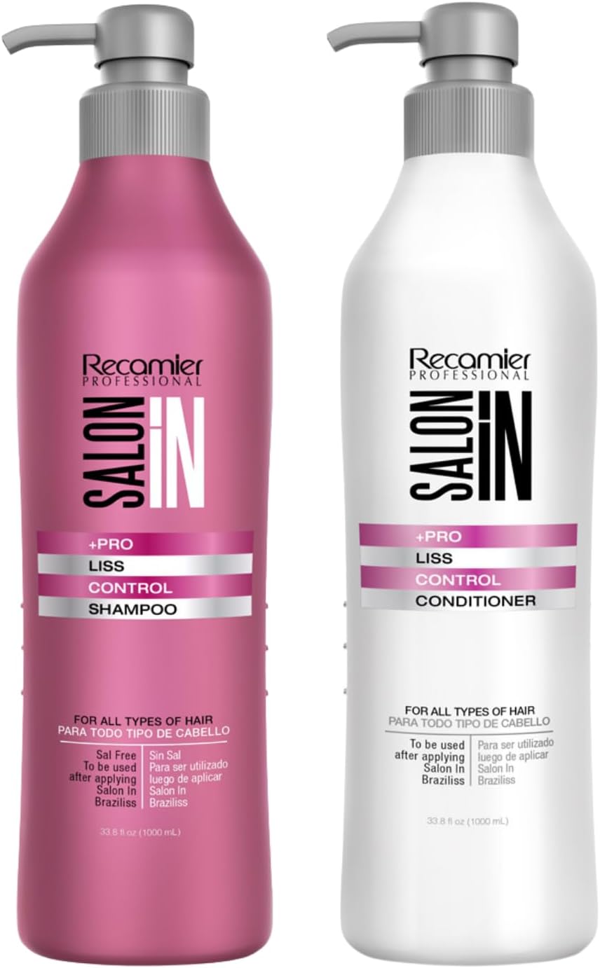 SALON IN Anti Frizz Shampoo Liss Conditioner Detangler Set | Champu y Acondicionador Pack 33.3 OZ