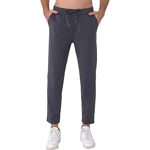 Mens Stretch Travel Pants 27" Inseam Quick Dry Light Weight Sweatpants Workout Casual Joggers with Pockets