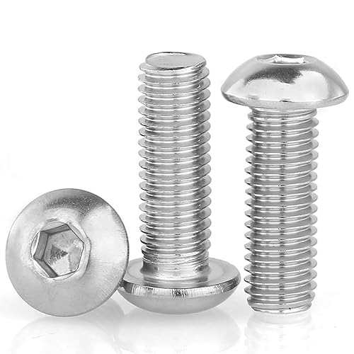 Miniatura 7 de Tornillo de cabeza de botón M4-0.028x0.787 in, tornillos M4 de 0.028 x 0.787 in, tornillos métricos, tornillos Allen hexagonales, acero inoxidable,