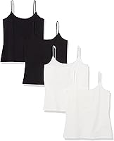Amazon Essentials Women's Slim-Fit Cotton Camisole Pack of 4 - Stretchy Layering Essential with Adjustable Straps