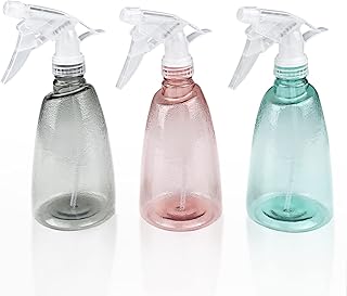 Gvolatee 3 Pack Zerstäuber Sprühflasche 500 ml, Nachfüllbar Sprühflaschen Leer, Transparent Spray Bottle, Kunststoff Sprüher Pflanzen, Professional Wassersprühflasche für Blumen, Haare, Reinigung