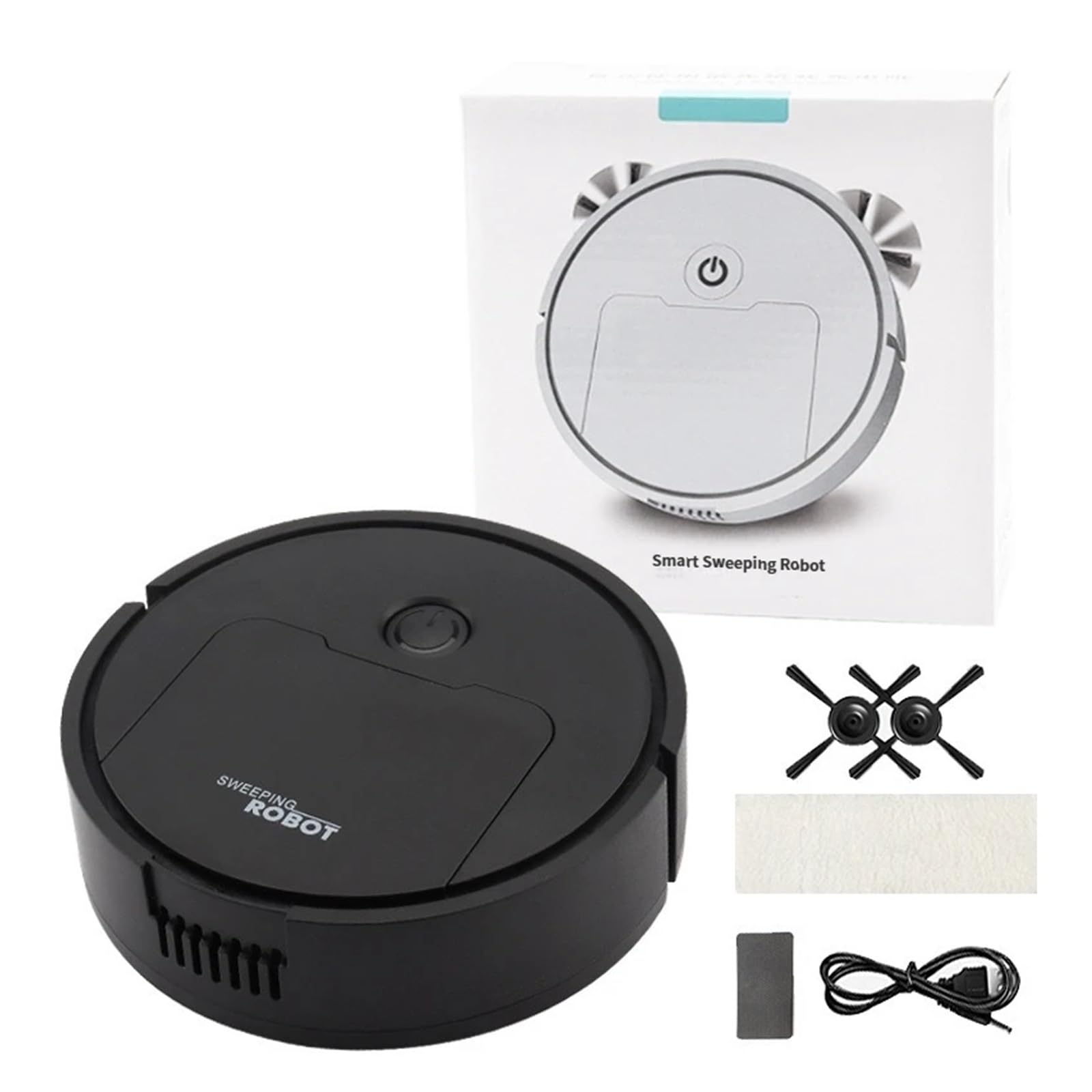 EWsdsfs Intelligent sweeping robot suction sweeping mop 3-in-1 lazy home automatic vacuum cleaner gift Mini sweeper(Black)