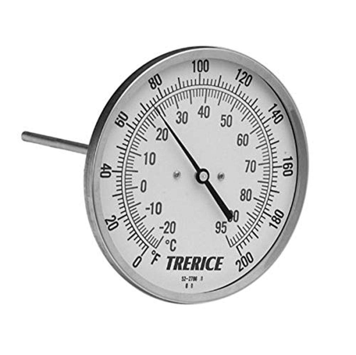 Trerice B8320627 Rear Connect Bimetal Thermometer, 1/2" NPT Connection