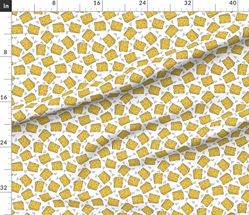 Spoonflower Fabric - Cheese Novelty Food Print Kitchen Kids Mouse Swiss Chef Yellow Geo Printed on Petal Signature Cotton Fabric by The Yard - Sewing Quilting Apparel Crafts Decor