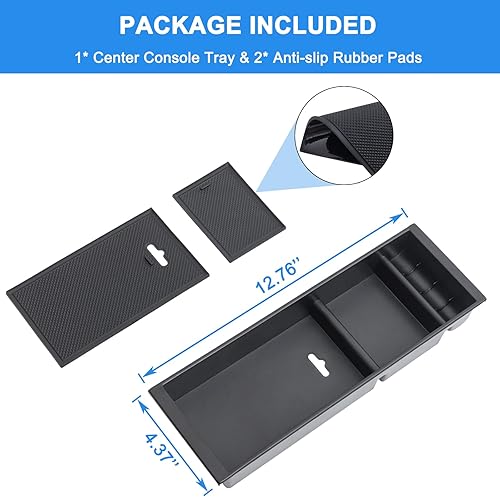 Miniatura 5 de PIMCAR Organizador de consola central para Ford F150 2021 2022 2023, F150 Lightning 2022 2023, caja de almacenamiento para reposabrazos de plástico