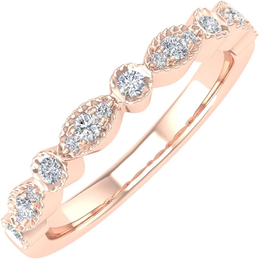 14K Gold Diamond Wedding Band Ring (0.16 Carat) (I1-I2 Clarity)