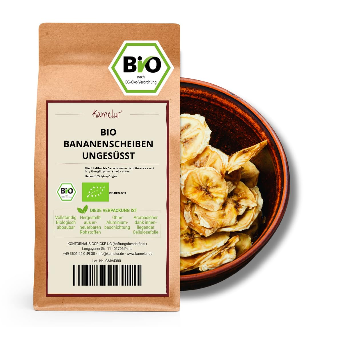 1kg di banane BIO non zuccherate di prima qualità, l'aggiunta naturale per il tuo muesli
