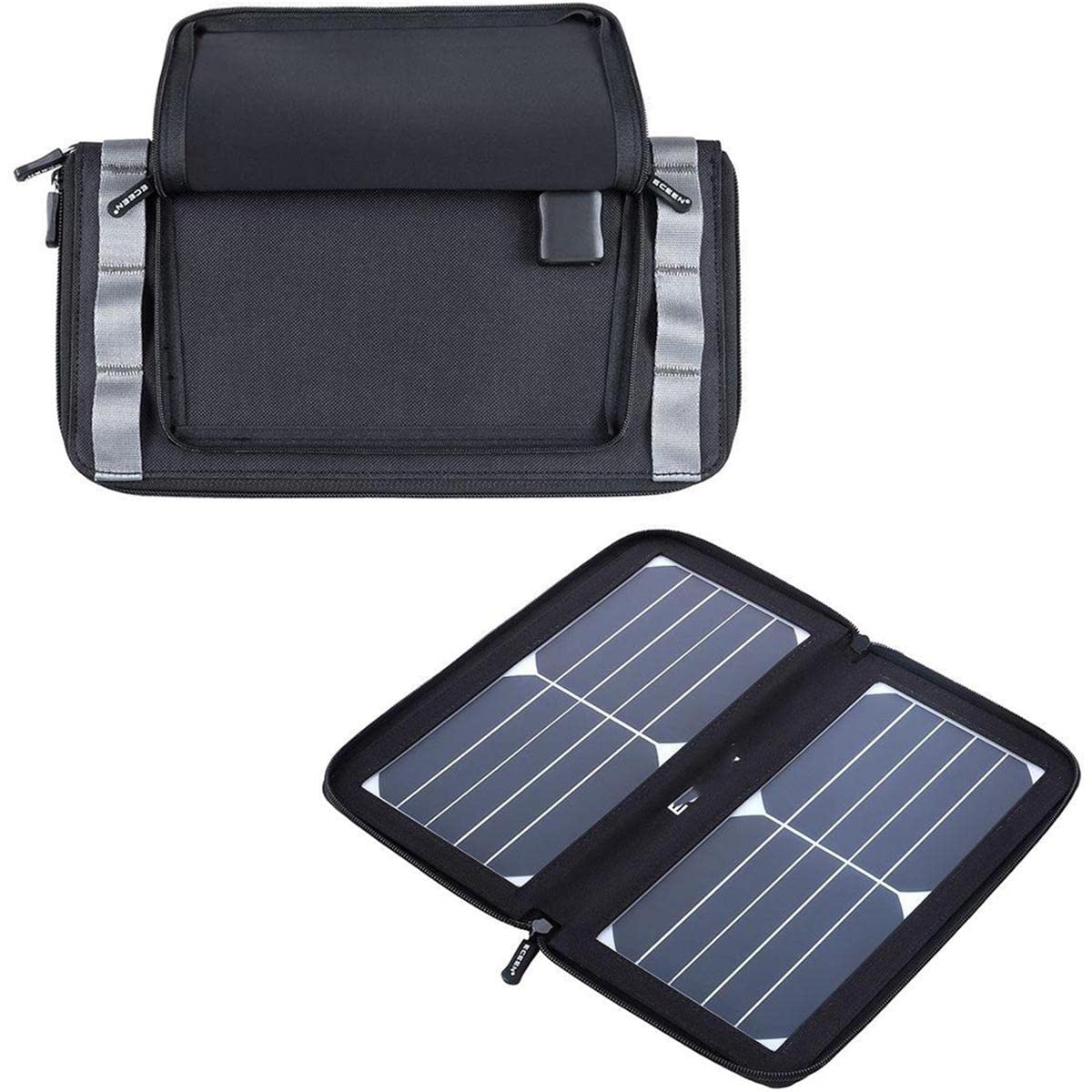 Pannello Solare, Caricatore Solare Portatile da 10 W, Porte USB, Pannello Solare Impermeabile, Banca di energia Solare Wireless per Smartphone, Tablet e Altro, Pannello Solare Pieghevole, Nero