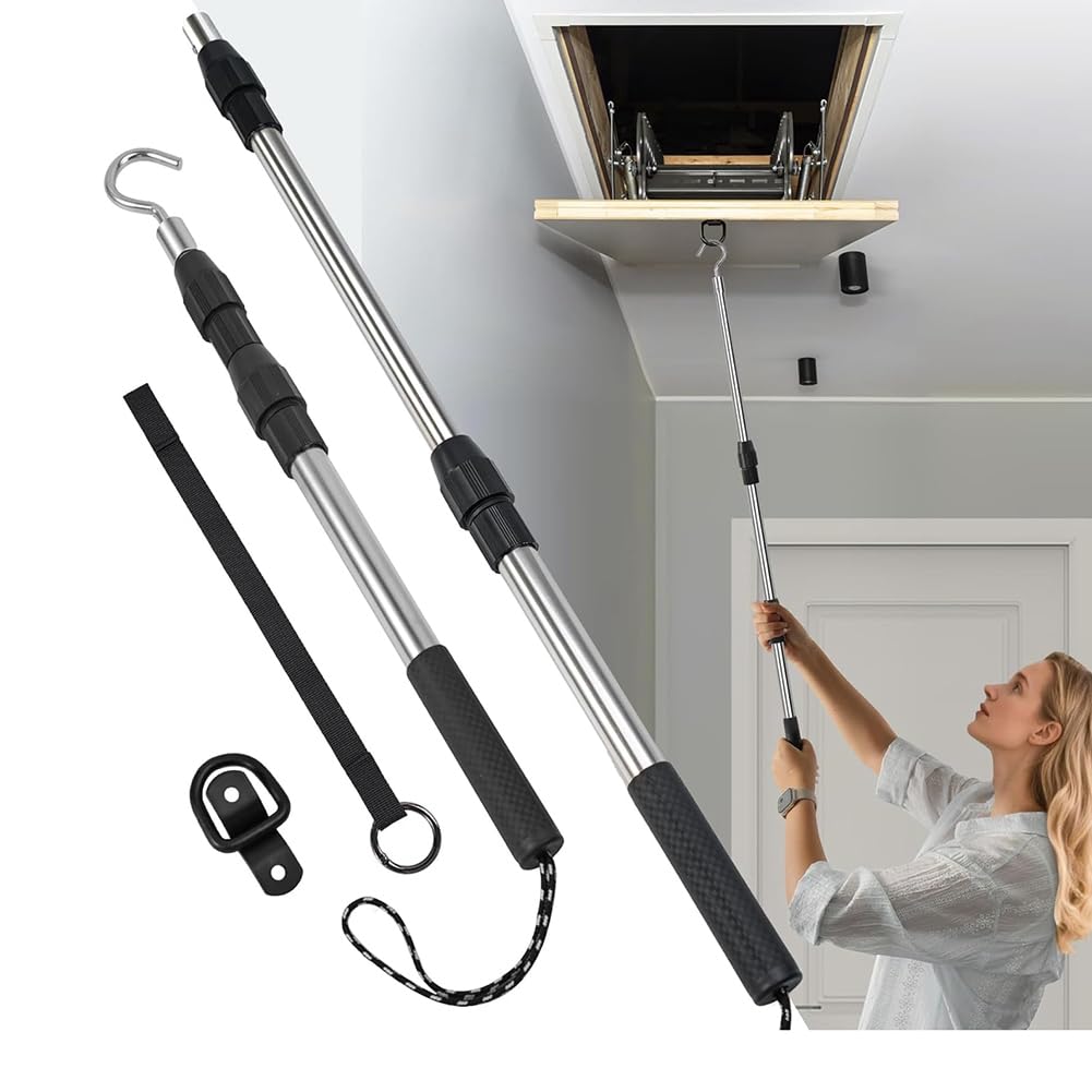 Teleskopierbarer 40- Dachboden-Auszugs-Haken, Erweiterbarer Dachboden-Zugstangen, Dachbodenleiter-Auszugs-System-Kit