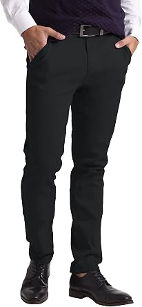 westAce Men's Chino Trousers Slim Fit Stretch Classic Wrinkle-Resistant Flat-Front Lightweight Twill Essential Casual Chino Trouser Available in Big and Tall