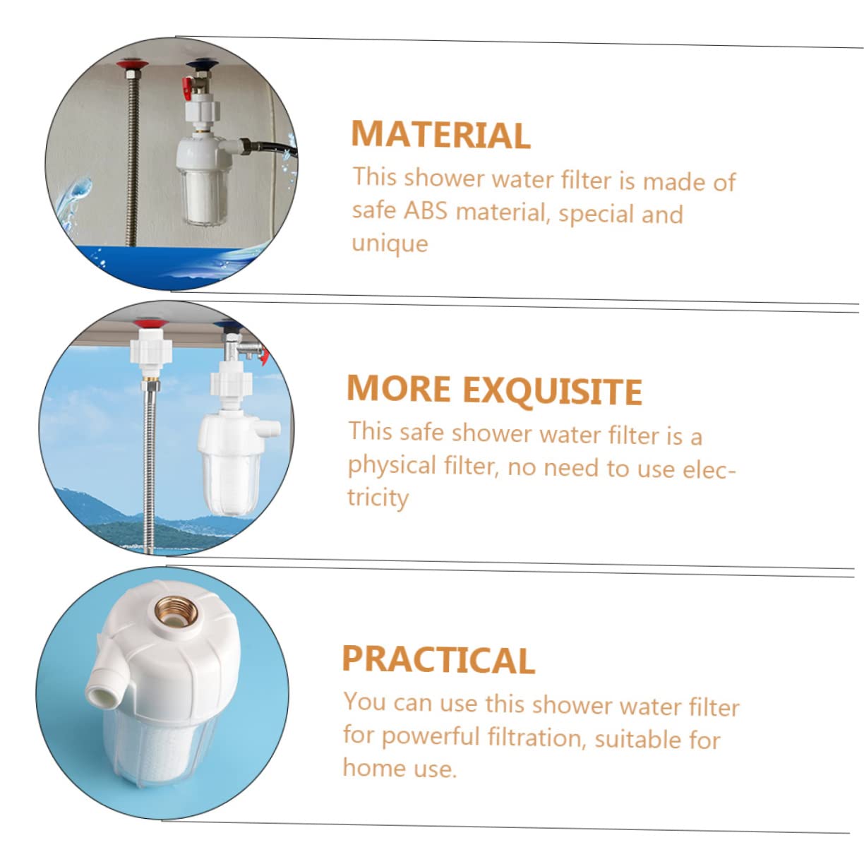 TOBBOMEY Household Water Prefilter and Shower Water Purifier Shell Design for Easy Monitoring Safe Material Reduces Impurities for Enhanced Equipment Lifespan for Home Use