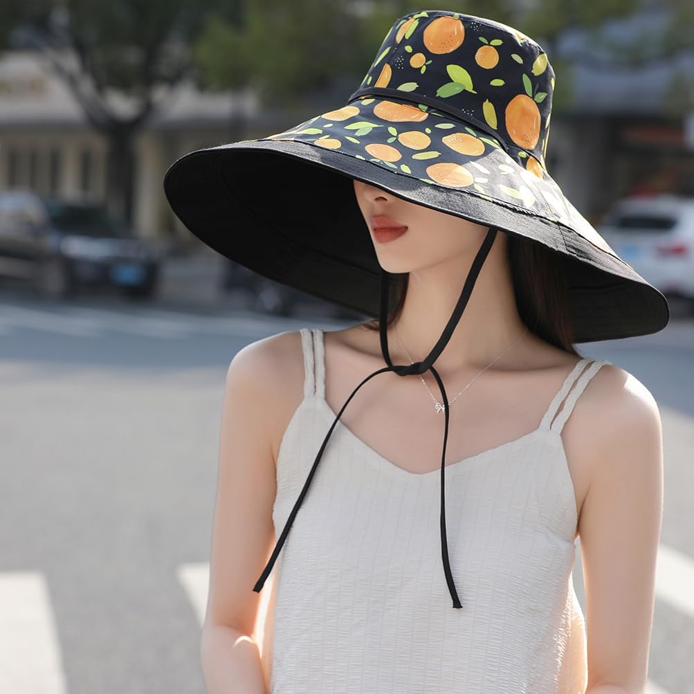 6" Extra Wide Brim Sun Hats UPF 50+ UV Protection Packable Beach Hat Strap Women image 5