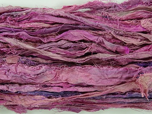 100g Recycled Sari Silk Ribbon Yarn, Jewelry Making Trim - Blush Mix