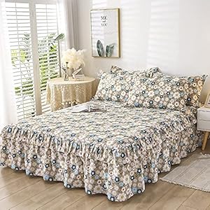 DENGZH Bettröcke mit Volant-Rüschen Bettvolants，Wrap-Around Spannleintuch Bed Rock Hotelqualität Plissee Bettvolant für Schlafzimmer gerafft Matratzenbezug schrumpft Nicht und verblasst Nicht