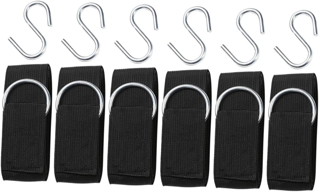 SHINEOFI 6pcs Adjustable Nylon Tree Hammock Ropes with Heavy-Duty S Hooks, Outdoor Swing Hanging Straps for Camping and Backyard Use