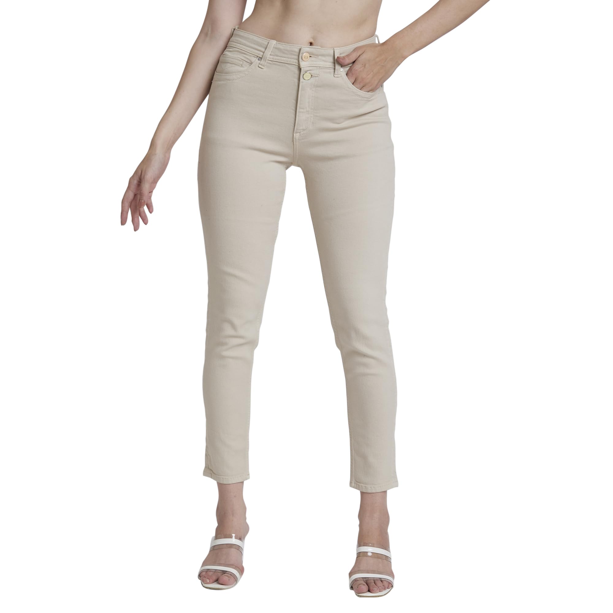 spykar Women Beige Cotton Mom Fit Ankle Length Clean Look Jeans -(Amora)-picture-37