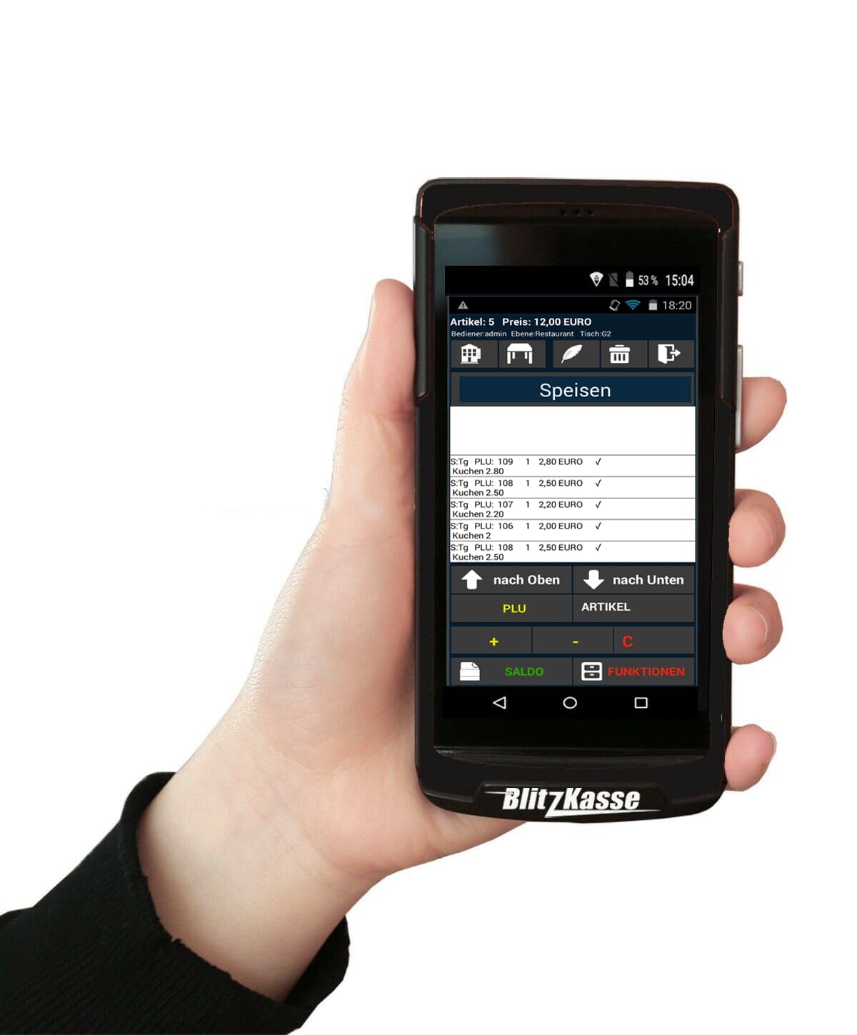 6" Mobile Kasse für Einzelhandel, Kiosk, Imbiss, Cafe, Laden: Terminal, Bondrucker, Geldlade/DSFinV-K, TSE-Konform, ohne ABO Handel-Kasse Laden-Kasse