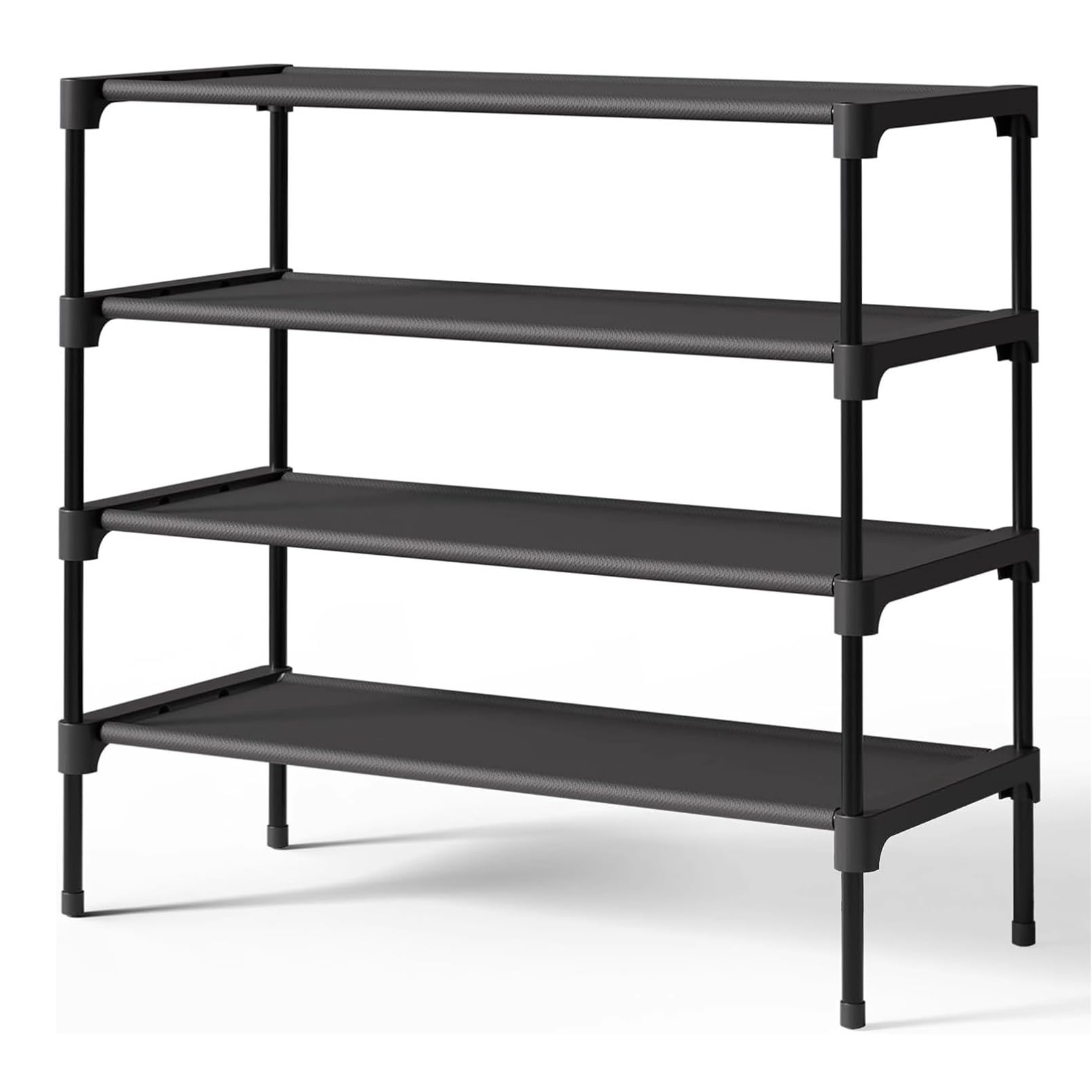 Étagère à chaussures noire en tissu premium modulable pour entrée et placard