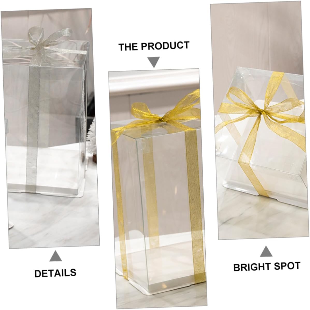 5pcs 8-inch Double Layer Birthday Cake Boxes with Ribbon, Food Packaging Cake Storage Containers for Bakery, Party, and Packaging