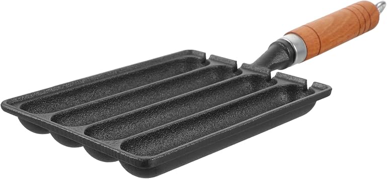 Zerodeko Iron Hot Dog Mold Cast Iron Sausage Grilling Pan for Bbq Easy Demoulding and Cleaning Lightweight Outdoor Cooking Tool for Sausages and Hot Dogs