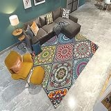 Kunsen Alfombra Pelo Corto Sala de Estar Abstracta Retro Barato Multicolor Alfombra Carretera Infantil El nuevo160x200CM