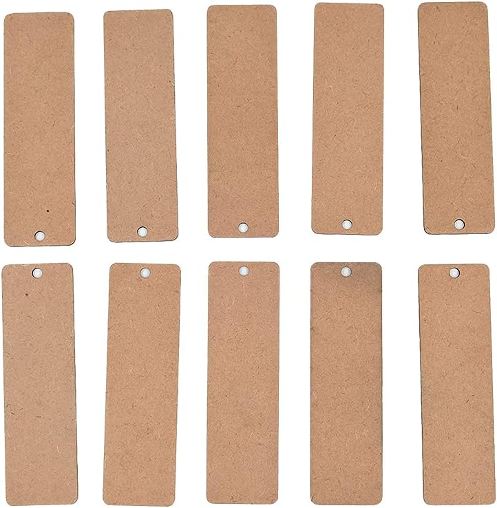 IVEI DIY Wood Sheet Craft - MDF Cutouts Bookmark - Plain MDF Blanks Cutouts - Set of 10 for Painting Wooden Sheet Craft, Decoupage, Resin Art Work & Decoration