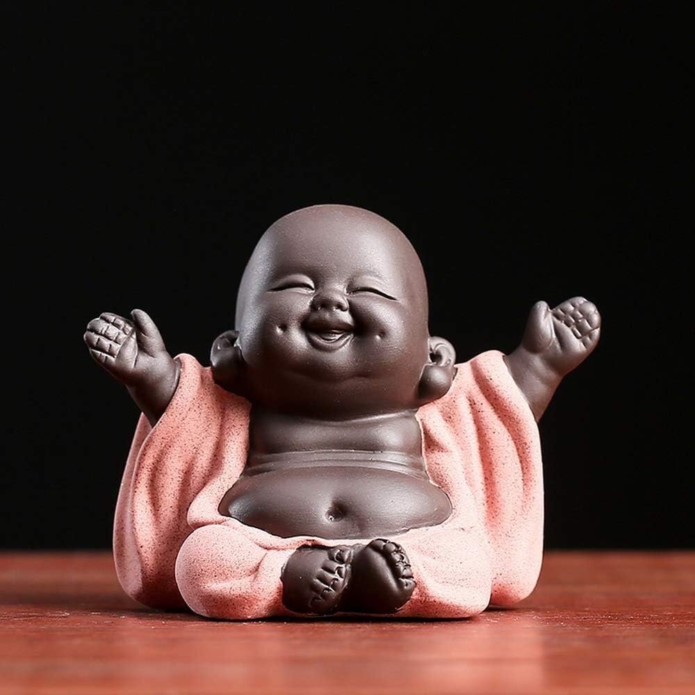 Posąg Buddy Fioletowy Piasek Śmiejący Się Posąg Buddy Szczęśliwy Małe Słodkie Dziecko Statua Mnich Figurka Budda Wystrój Domu Ozdoby(B)