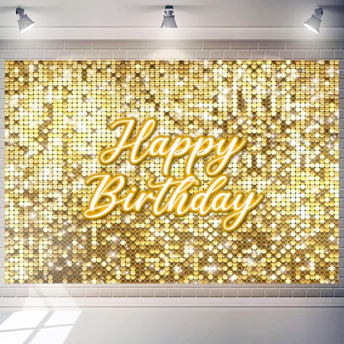 Fondo Dorado Cumpleaños 210x150 cm Poliéster Brillante miniatura 1