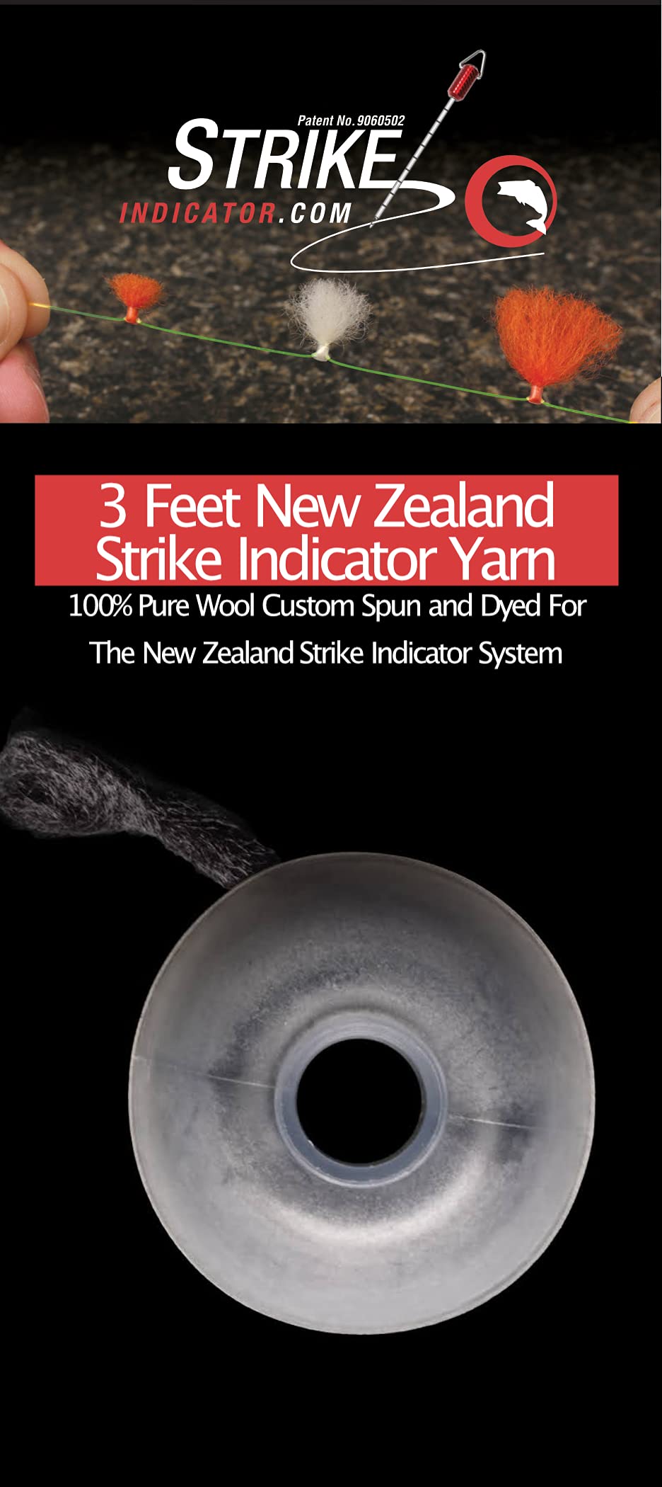New Zealand Strike Indicator Wool - Spool - Jet Black