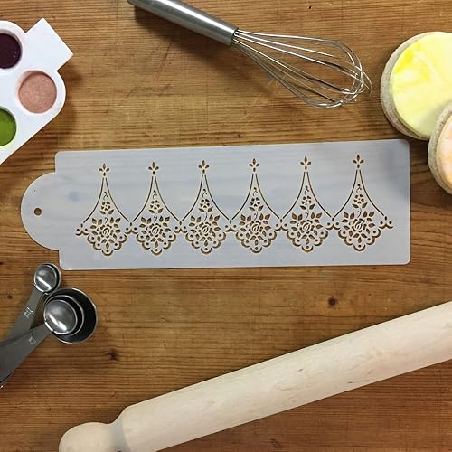 Miniatura 2 de Designer Stencils C761 Alencon - Plantilla de encaje para tartas, beige/semitransparente, 3.85 x 10 pulgadas