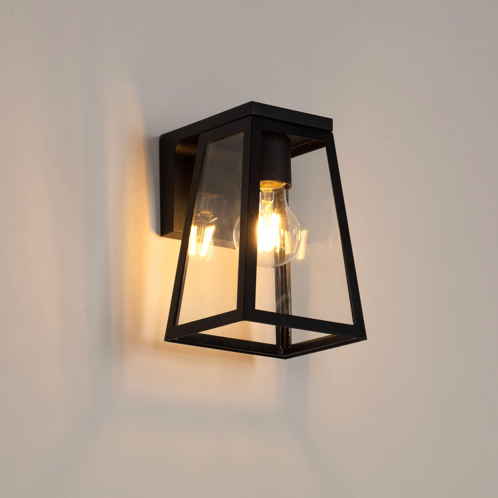 LUTEC Solar Outdoor Traditional Wall Light, Aluminium Outside Durable Lamp with Clear Glass, Waterproof Exterior Wall Sconce for Garden, Yard, Fence, Front Door, E27 Bulb Included, Black โ image 1