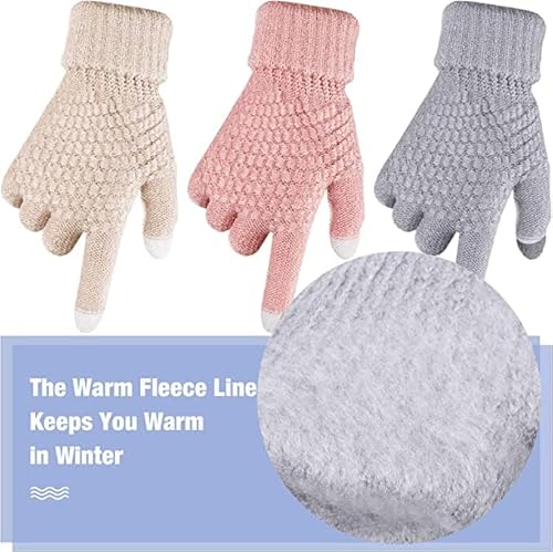 BSLVWG Frauen Winter Touchscreen Handschuhe Warme Strickhandschuhe Thermische Handschuhe Anzug für Laufen Fahren Radfahren Arbeiten Wandern Skifahren (Wein rot)
