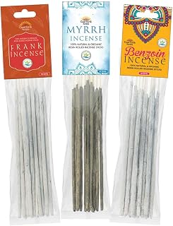 Dhupa - 100% Natural & Organic Resin Rolled Incense Sticks (10 Sticks in a Pack) - Set of 3 Packs, Frankincense, Myrrh & Benzoin (Healer Blend)
