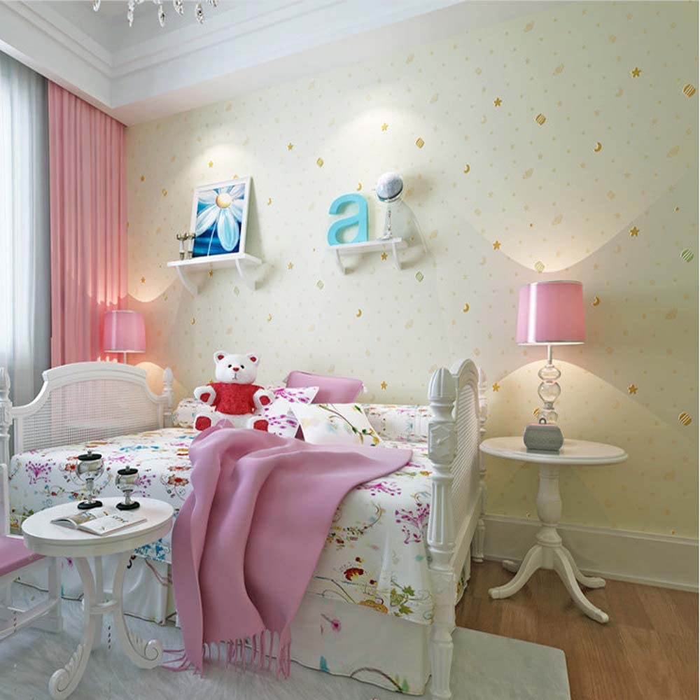 Papier peint enfant étoiles 3D beige pour créer un ciel nocturne apaisant