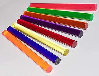 8 Different Color 1â€ INCH Diameter Clear Translucent Acrylic PLEXIGLASS Plastic Lucite Rod - Orange, Blue, Yellow, RED, Purple, Amber, Green & Pink