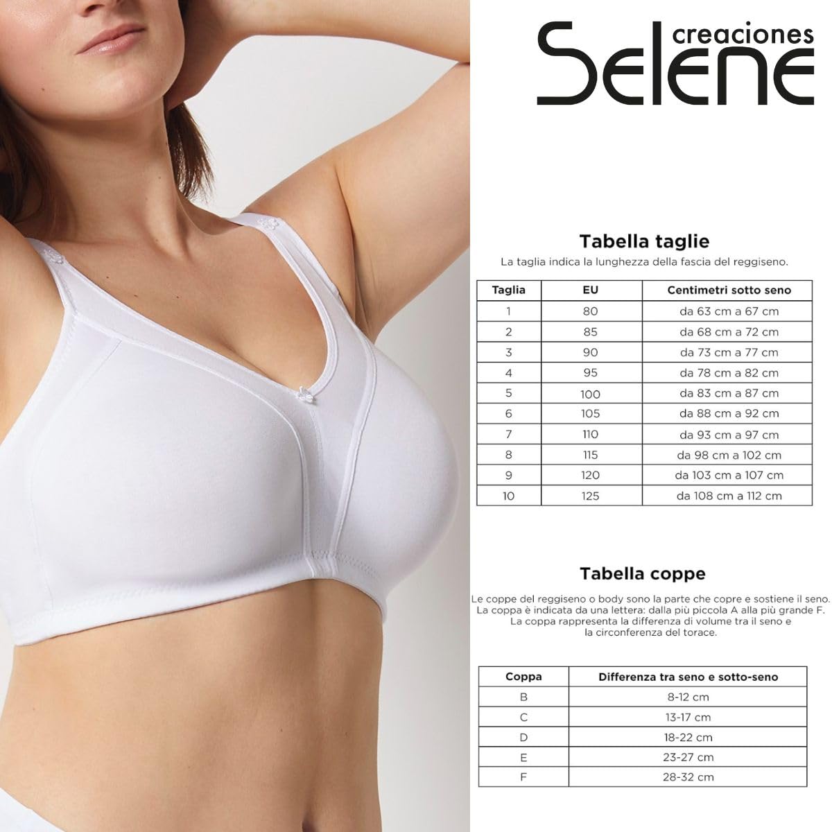 Selene, Reggiseno Donna in Cotone Traspirante, Senza Ferretto e Imbottitura, Collezione Blanca