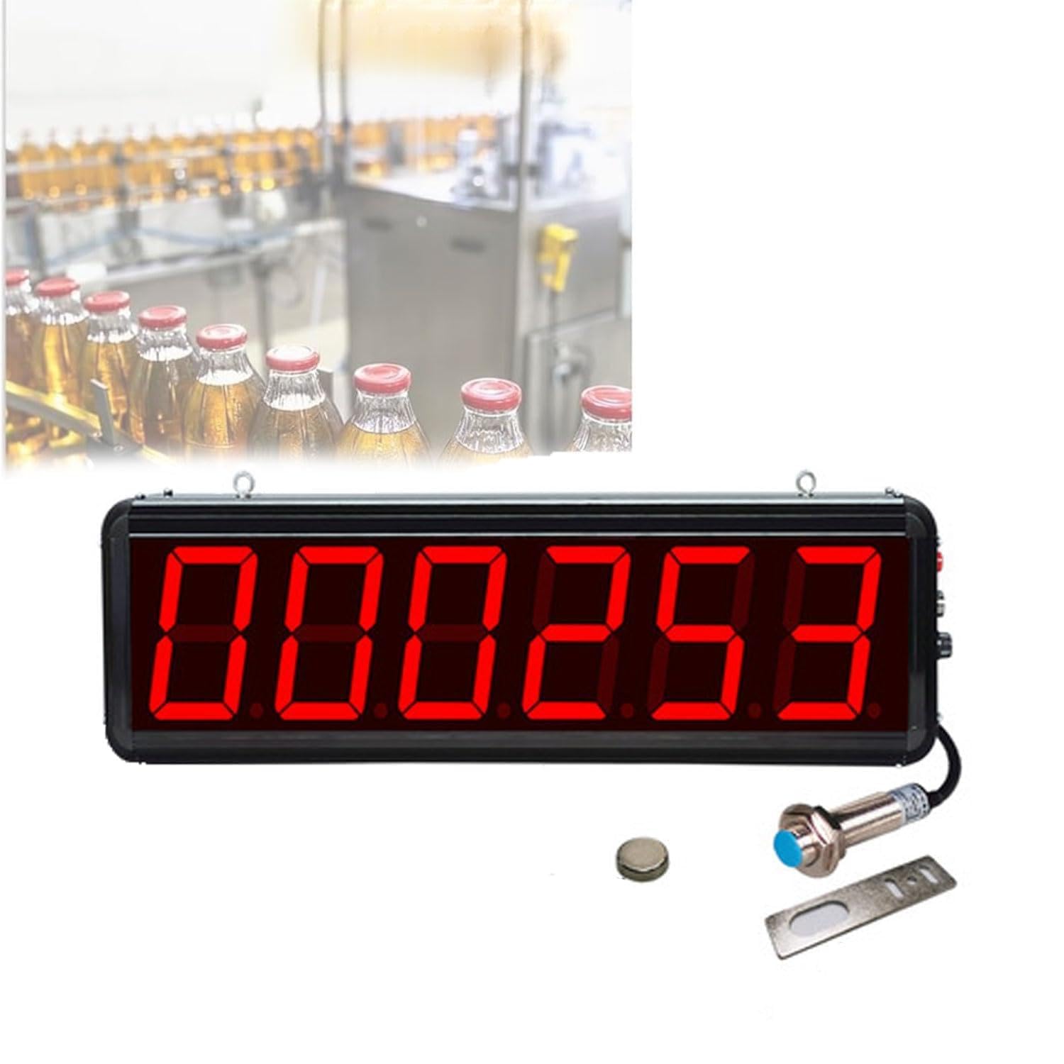 SICWEDIM 3in Led Digital Counter, 6-Digit Screen Counter, Magnet Sensing Distance 20MM, Count Up to 999999, for Conveyor Belt, Visitor Counter Production Line