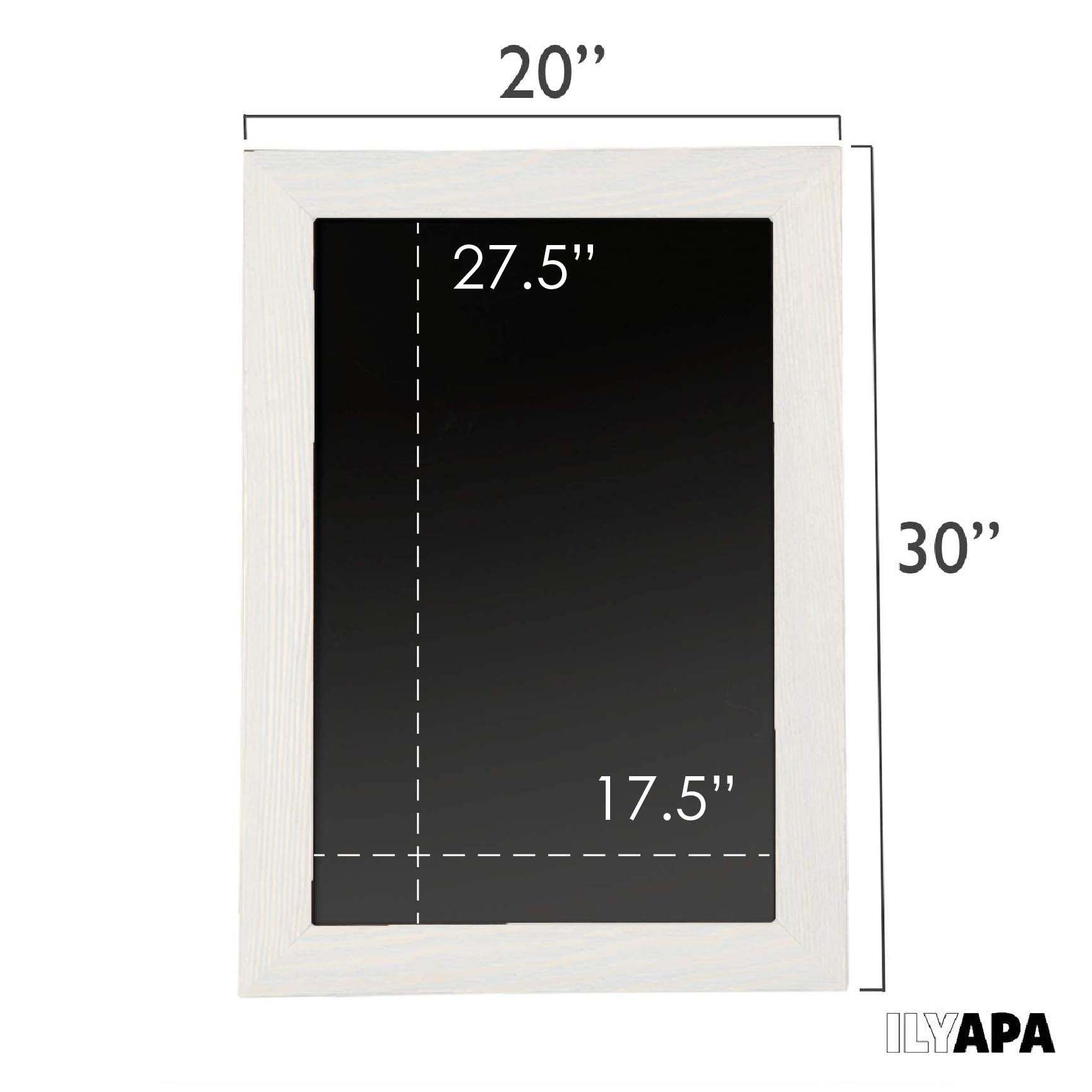 Placa de pizarra magnética de madera rústica para cocina, 50,8 x 76,8 cm, marco blanco, para colgar en la pared, para decoración de granjas, bodas, restaurantes y hogar