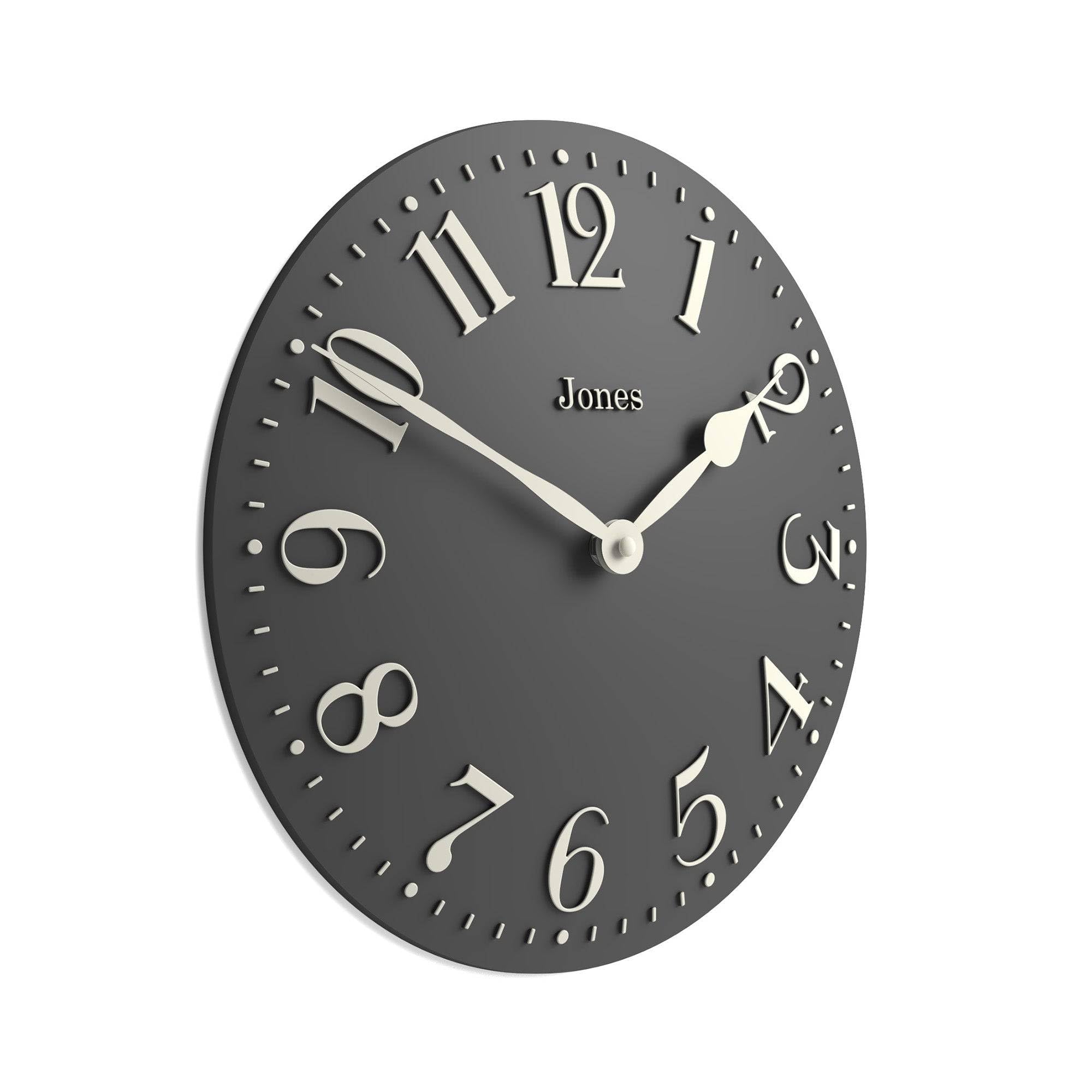 Jones Clocks Blizzard Grey Jones Clocks® Betty Wall Clock | Classic Convex Clock | 30Cm | | Stylish Elegance Perfect For The Kitchen, Living Room, Office Or Bedroom