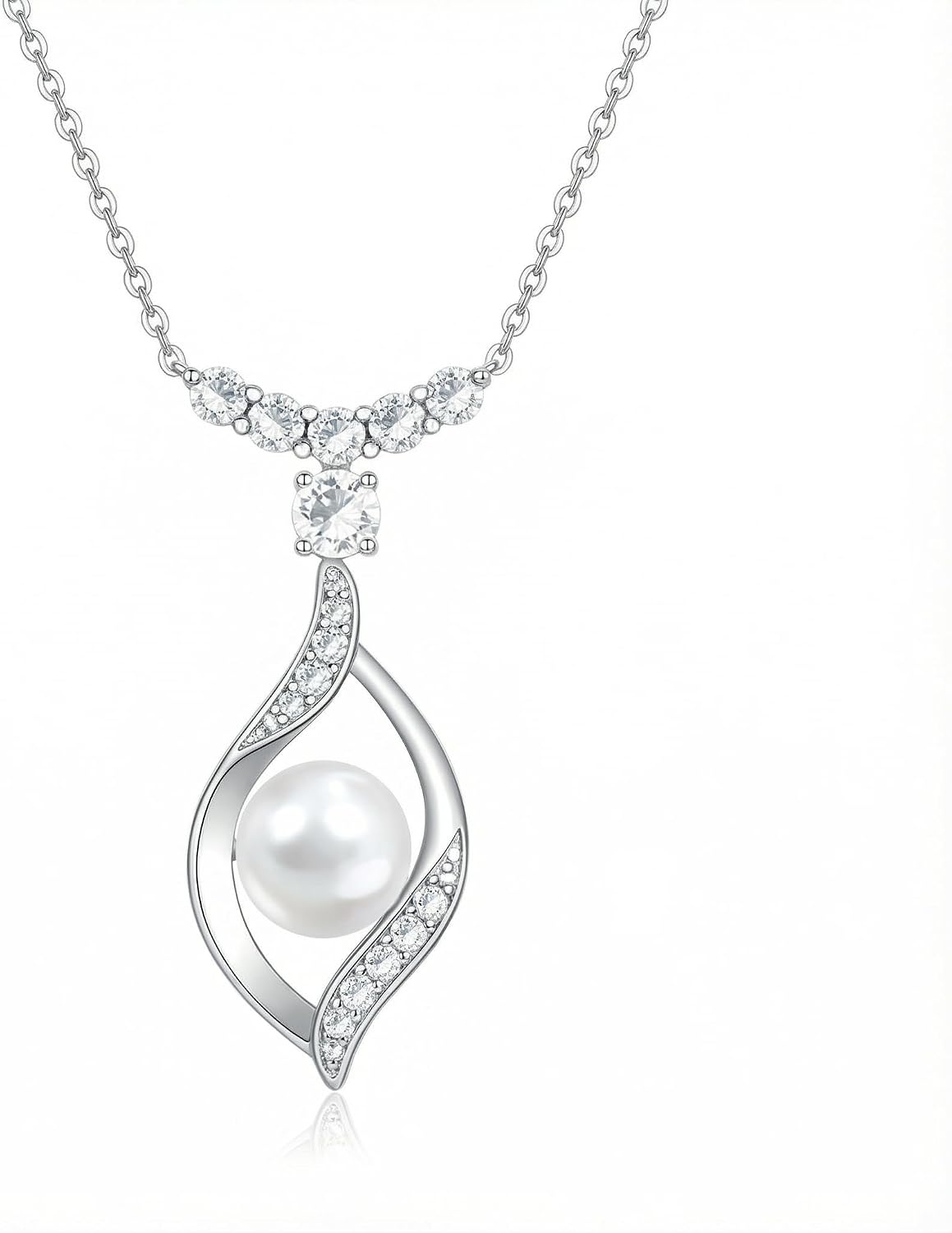 S925 Sterling Silver Freshwater White Pearl Pendant Necklace Infinity Symbol White Pearl Necklace Valentine's Day/Mother's Day/Birthday Gift for Women