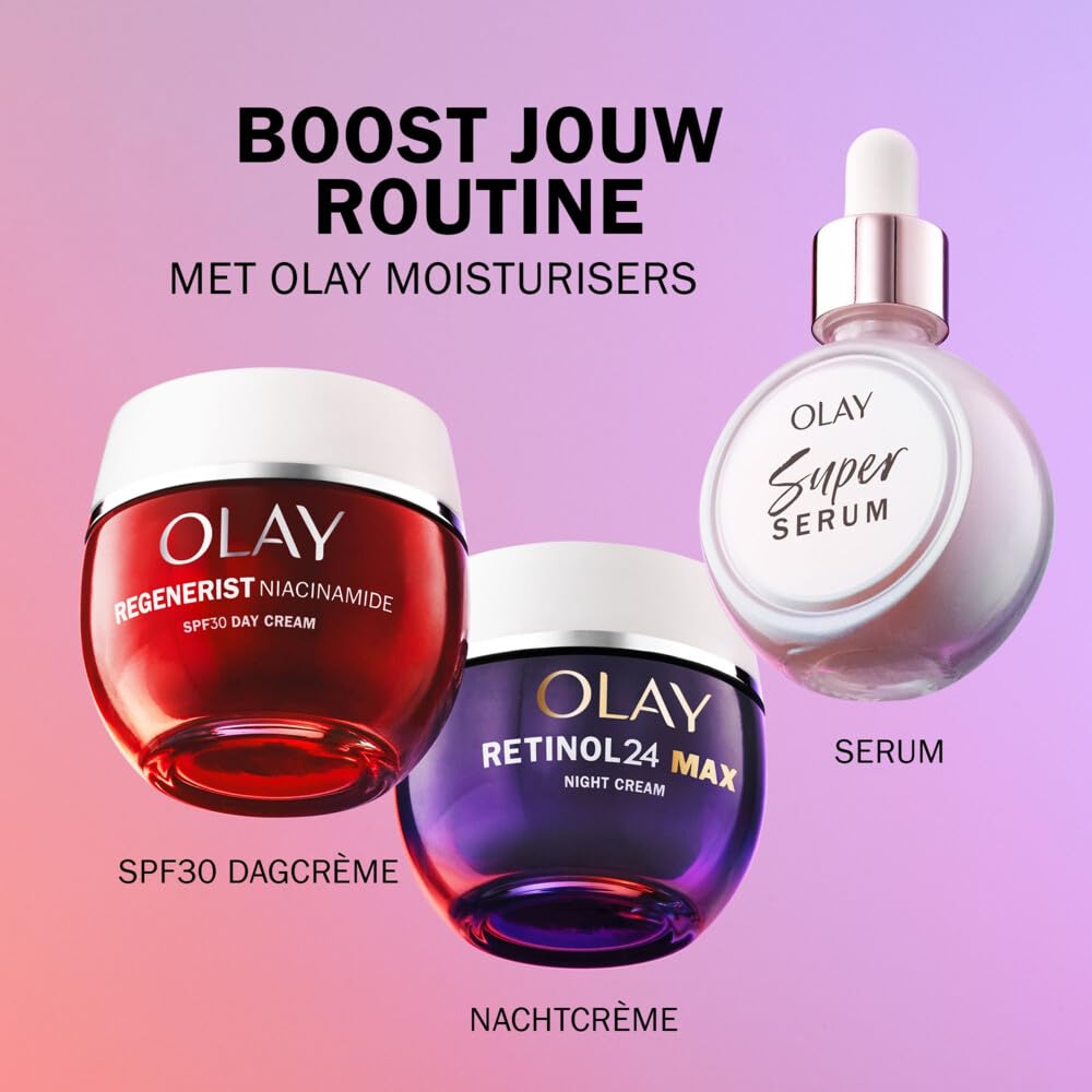 Olay Super Serum, Nawilżające Serum Do Twarzy Z Witamina C, Niacynamid, Peptyd Kolagenowy, Dobrze Starzejąca Się Skóry, E Rozjaśniający, 30 ml