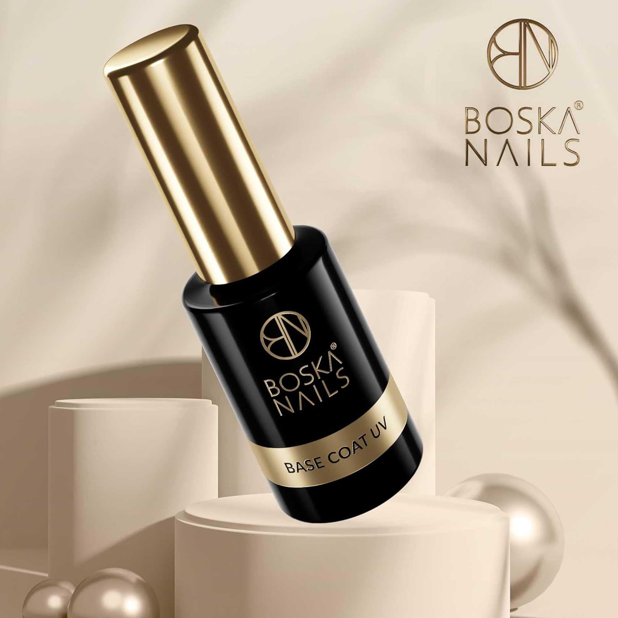 Boska Nails Base Coat zestaw UV 5 x 10 ml profesjonalny żel bazowy do lakierów hybrydowych, przezroczysty podkład UV z przyczepnością i montażem, do studia i częstych zastosowań