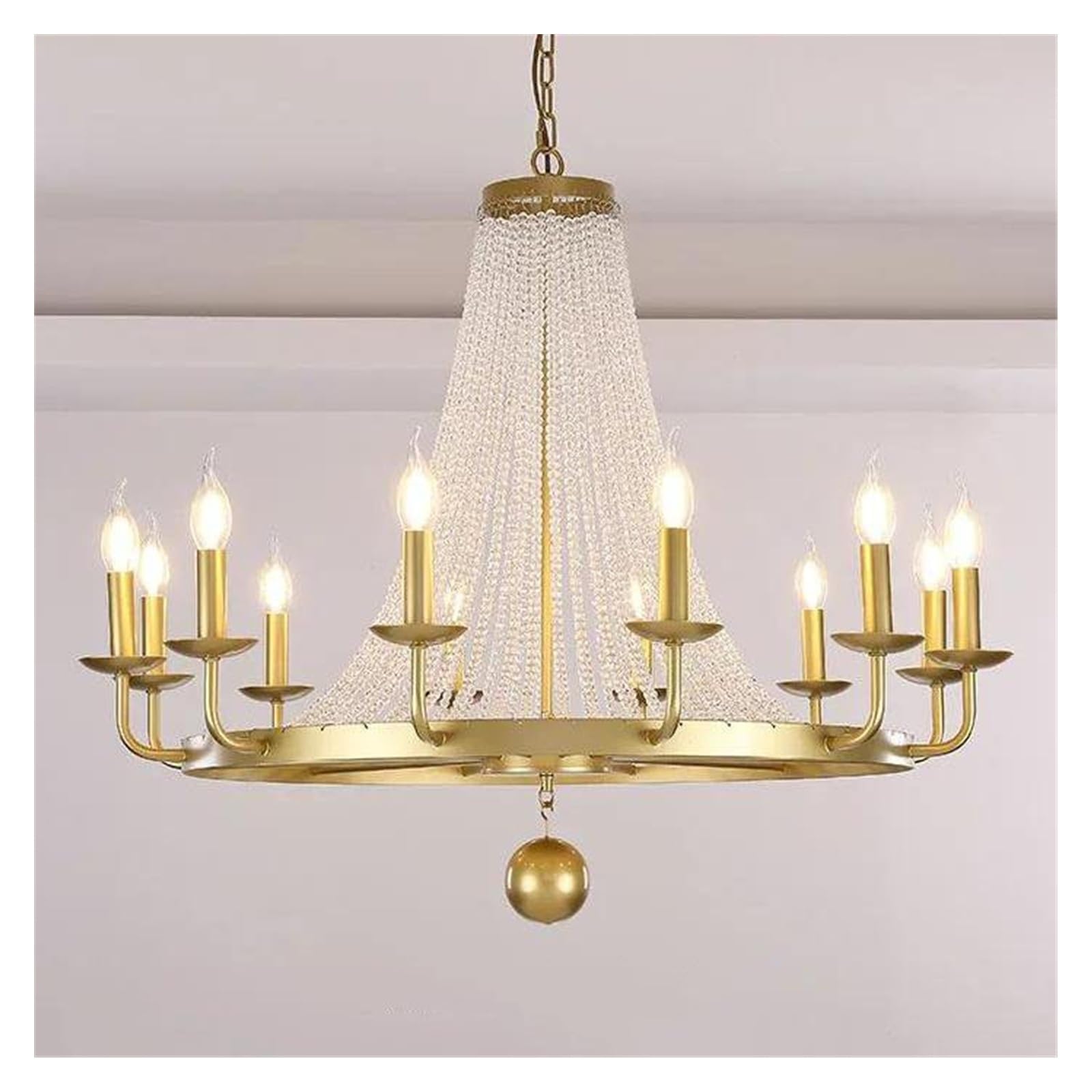 Generico Lampadari, Lampadari in metallo dorato V-intage, lampada a sospensione in ferro for cucina, soggiorno, arredamento rustico retrò industriale for interni(Changeable,12 lights A)