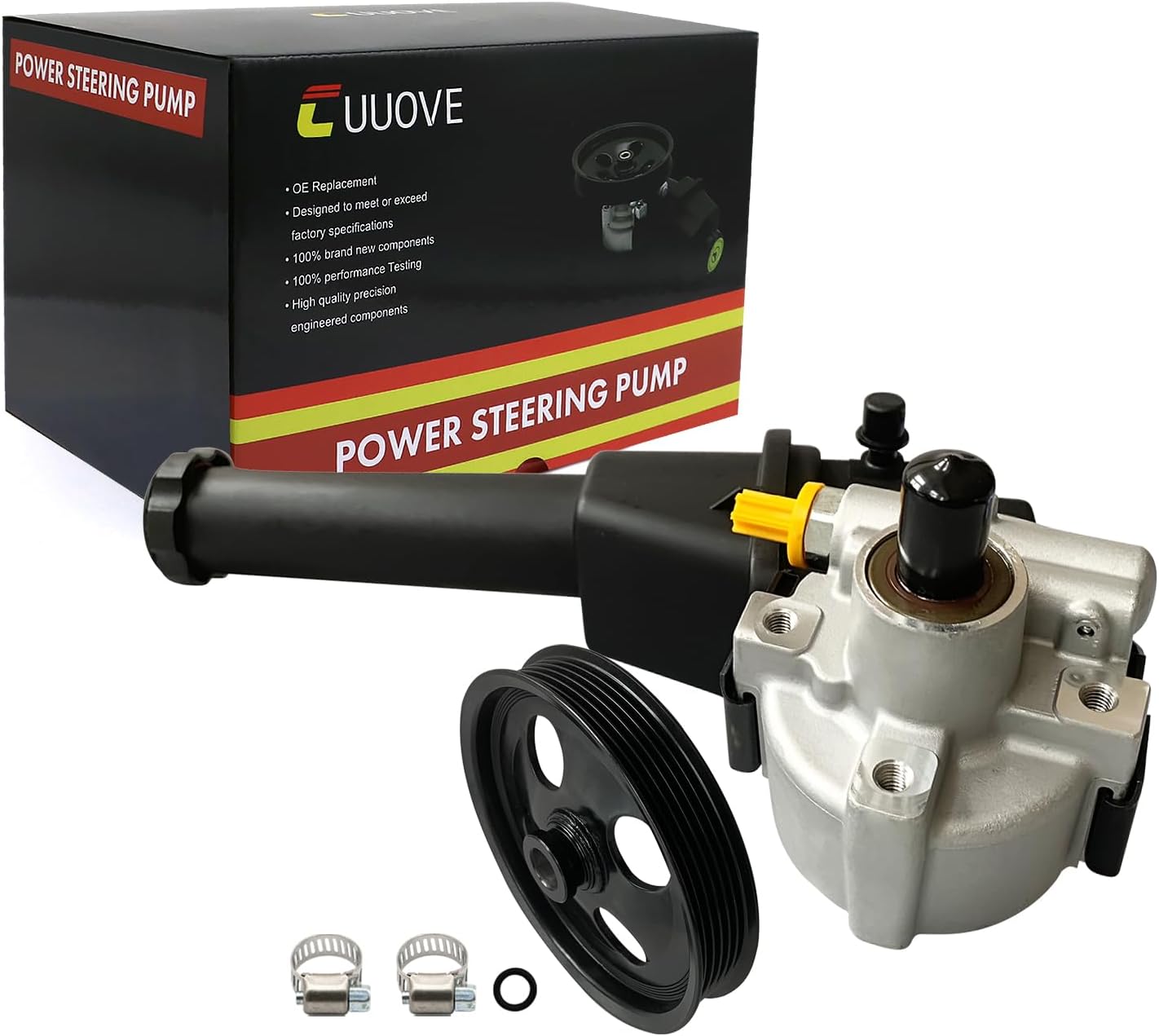 20-5001R Power Steering Pump Assembly with Reservoir Pulley Compatible with 2011-2015 Chevy Silverado 2500HD/3500HD GMC Sierra 2500HD/3500HD V8 6.0L Naturally Aspirated, 60-6732PR