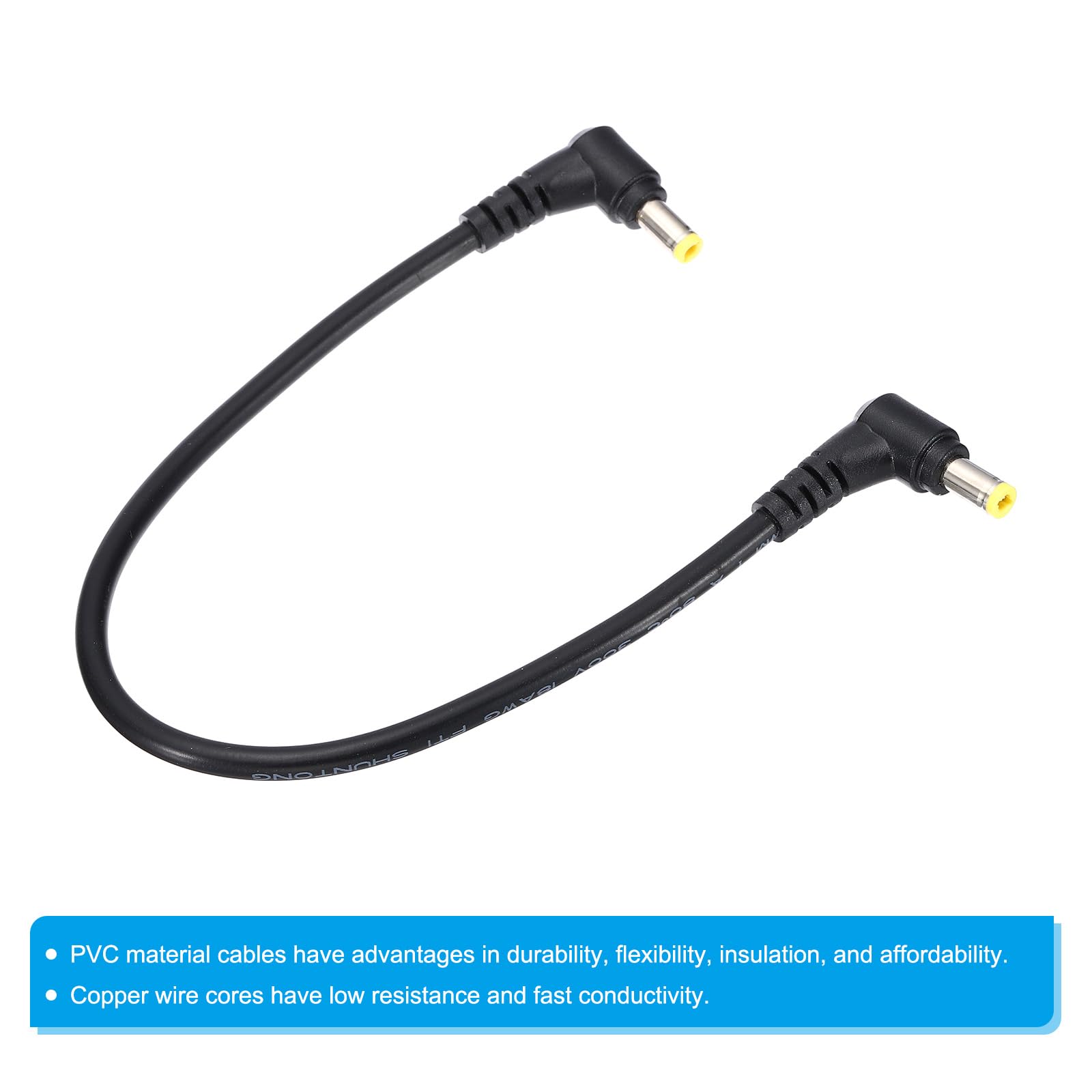 PATIKIL 1 Piedi 5,5mm x 2,5mm Maschio a Maschio Cavo Alimentazione DC, 18AWG Adattatore Filo 90 Gradi Cavo Prolunga ad Angolo Retto per Striscia LED DVR Router Telecamera Sorveglianza