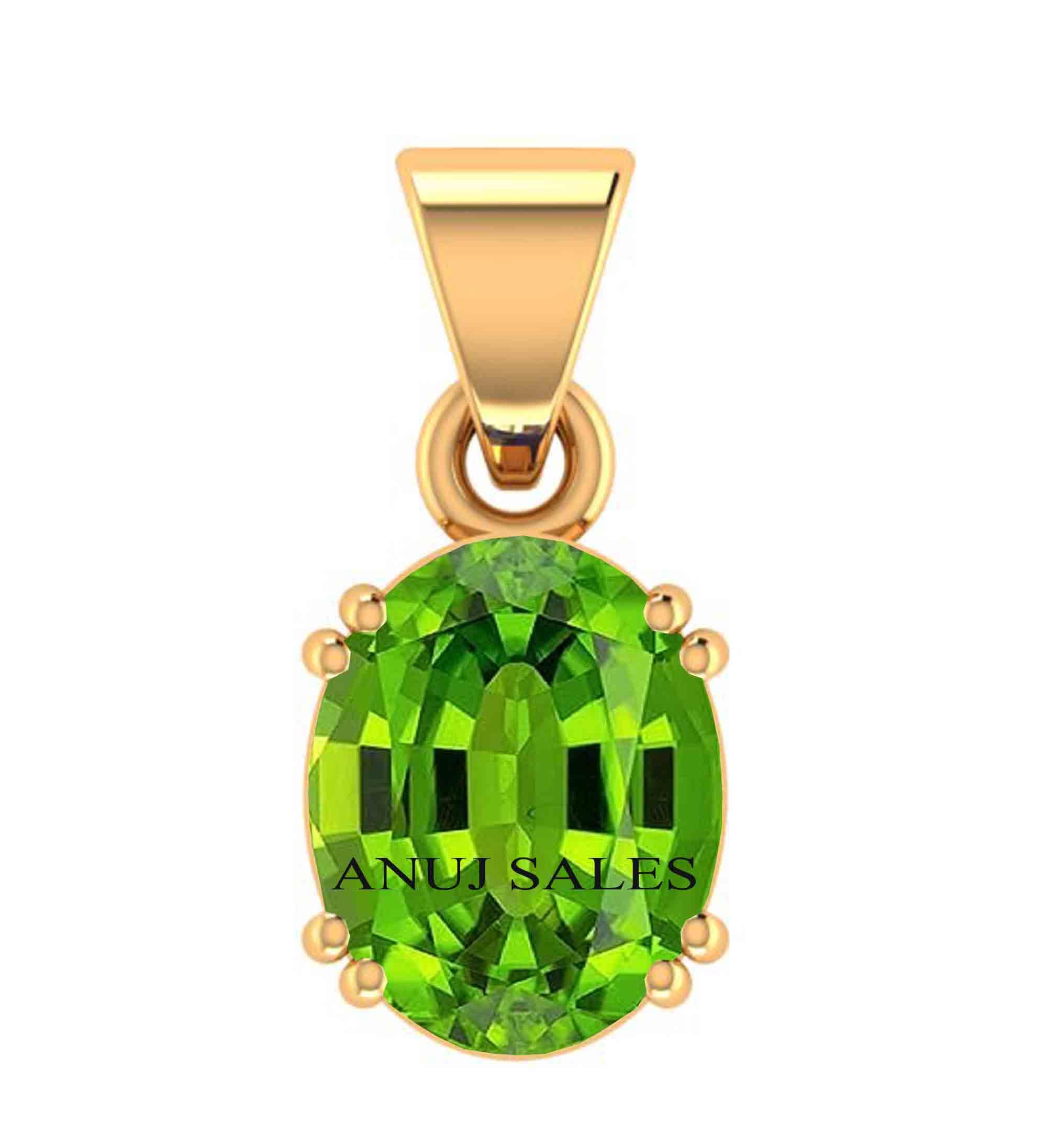 anuj sales 10.25 Ratti Deluxe Quality Natural Peridot Stone Gold Plated Pendant/Locket Gemstone by Lab Certified(Top AAA+) Quality for Unisex-picture-23