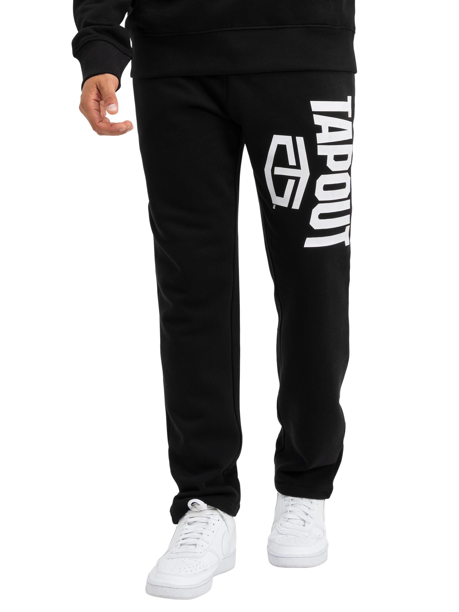 Tapout Men's Active Basic Jogger Jogging Bottoms, Black/White, L
