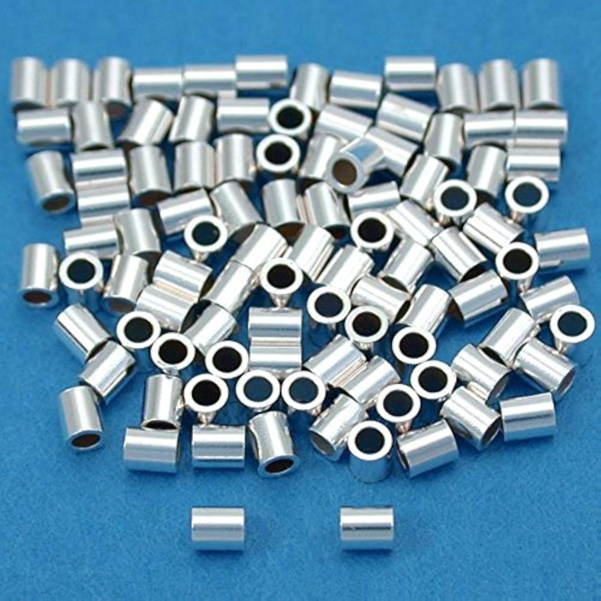 100 Sterling Silver Crimp Beads Micro Beading 1.5mmx2mm